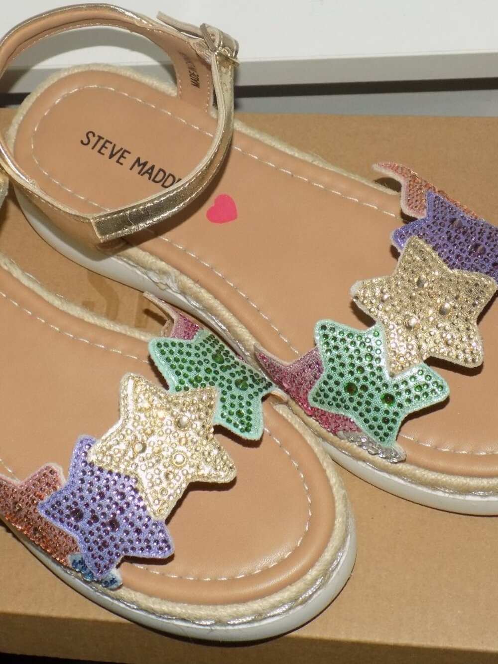 Steve Madden Kids Pastel Multi Gems Sandals Size 3 Girl's NEW